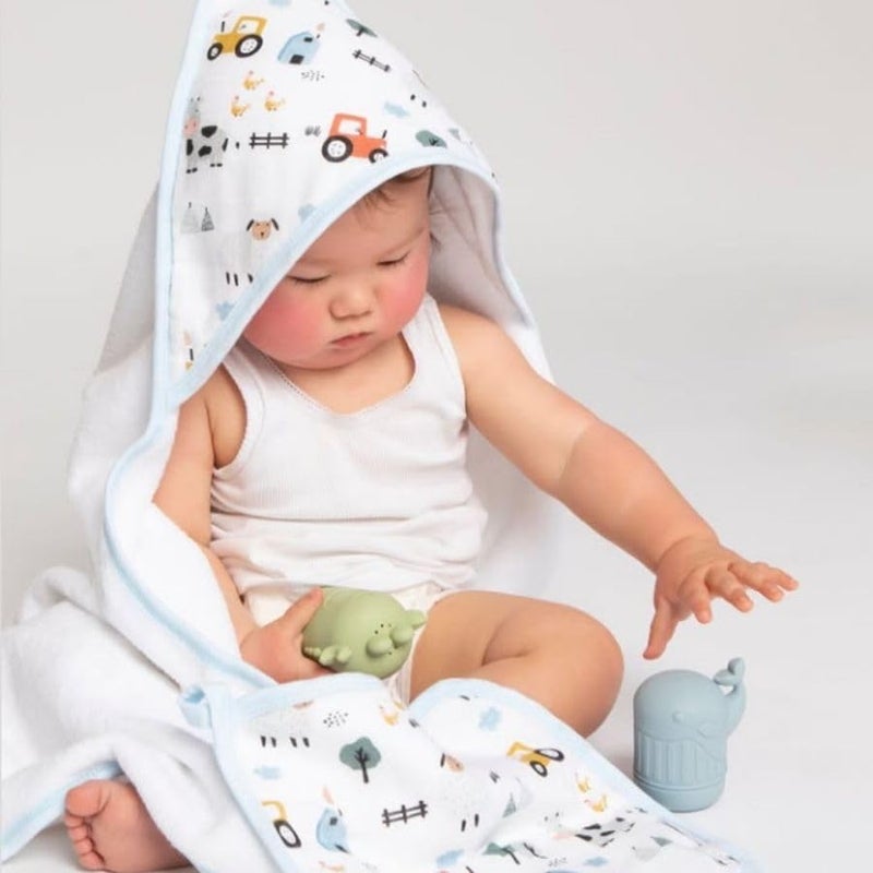 All4Ella Organic Hooded Baby Towel - Barnyard - Image 4